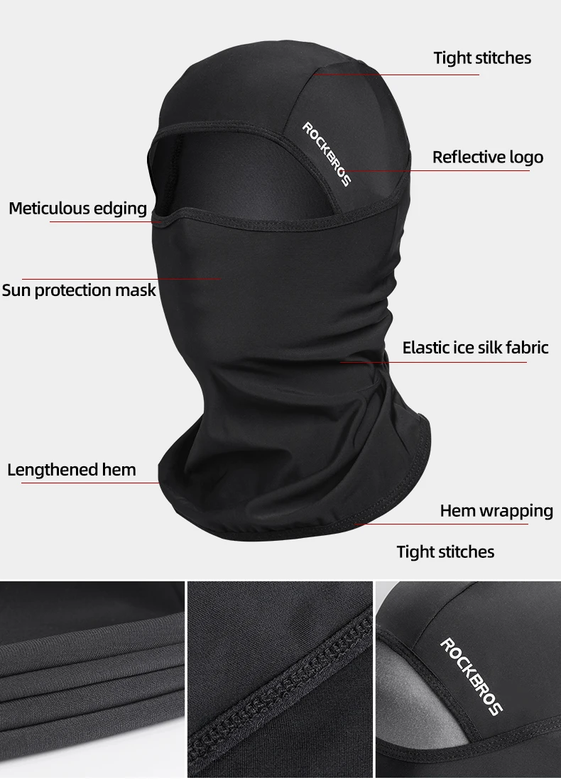 ROCKBROS Summer Ice Silk Bike Caps Anti-UV Sun Protection Breathable Bicycle Bandana Scarf Sports MTB Road Full Face Mask Cap