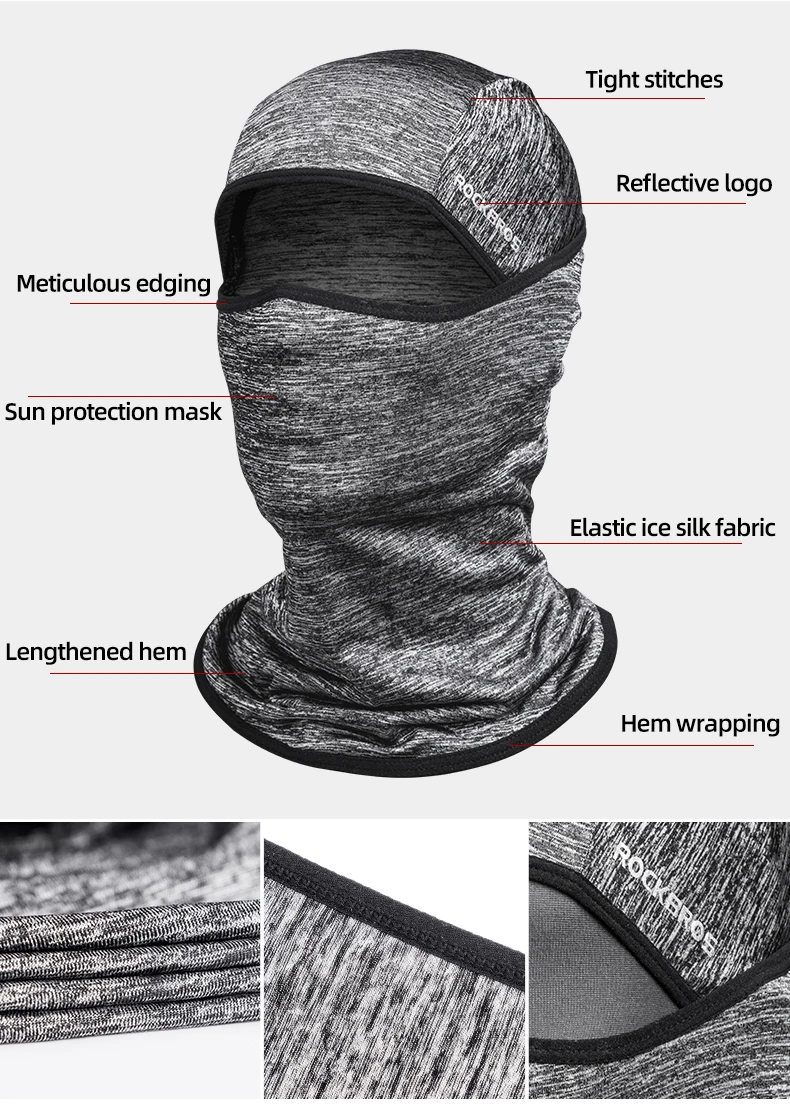 ROCKBROS Summer Ice Silk Bike Caps Anti-UV Sun Protection Breathable Bicycle Bandana Scarf Sports MTB Road Full Face Mask Cap