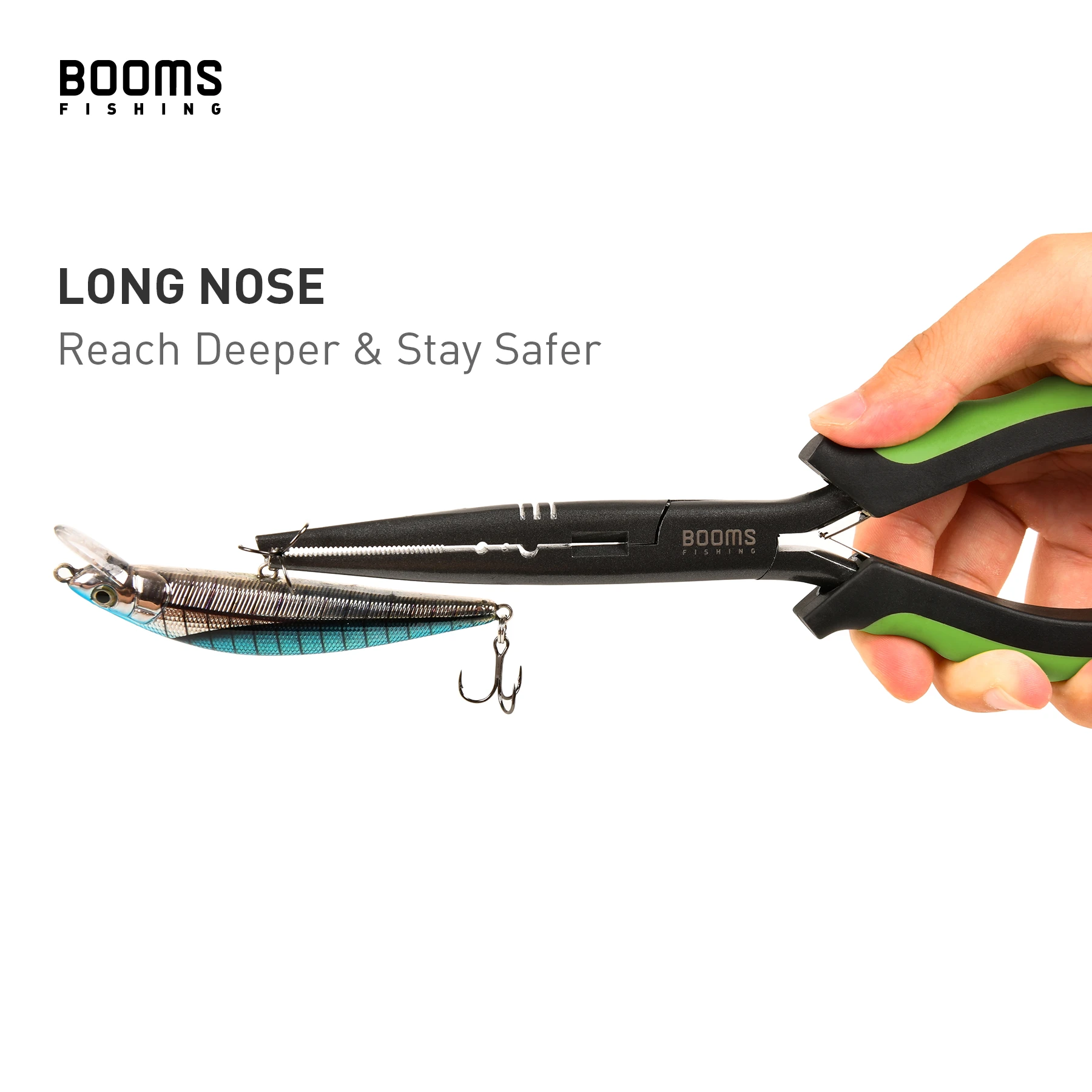 Booms Fishing F03 Multifunction Fishing Pliers Tools 23.5cm Straight Long Nose Stainless Steel Line Cutter Scissors Tools