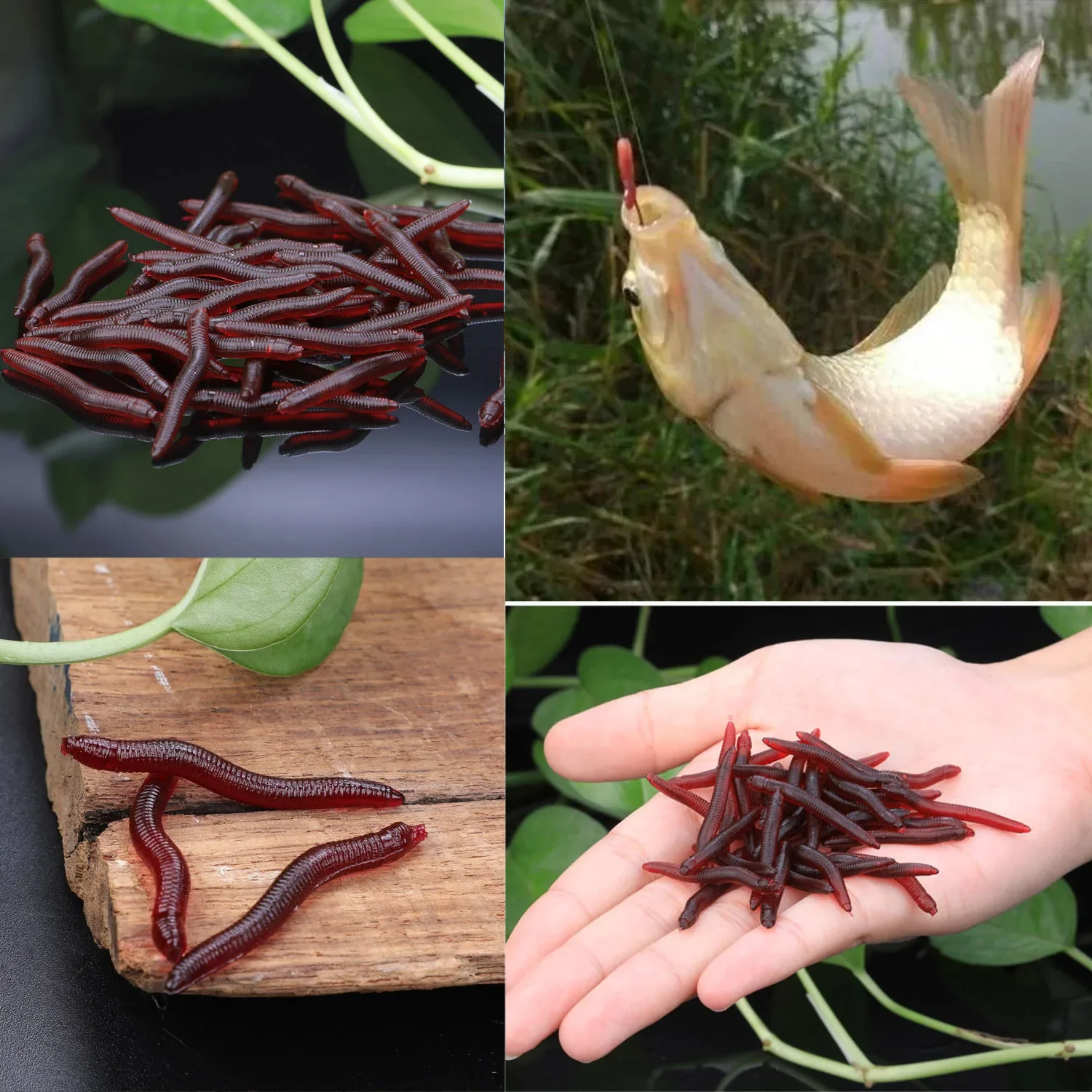 Sougayilang Fishing Lures Lifelike Fishy Smell Red Soft Lures Simulation Luminous Worms Artificial Fishing Lure Fishing Tackle