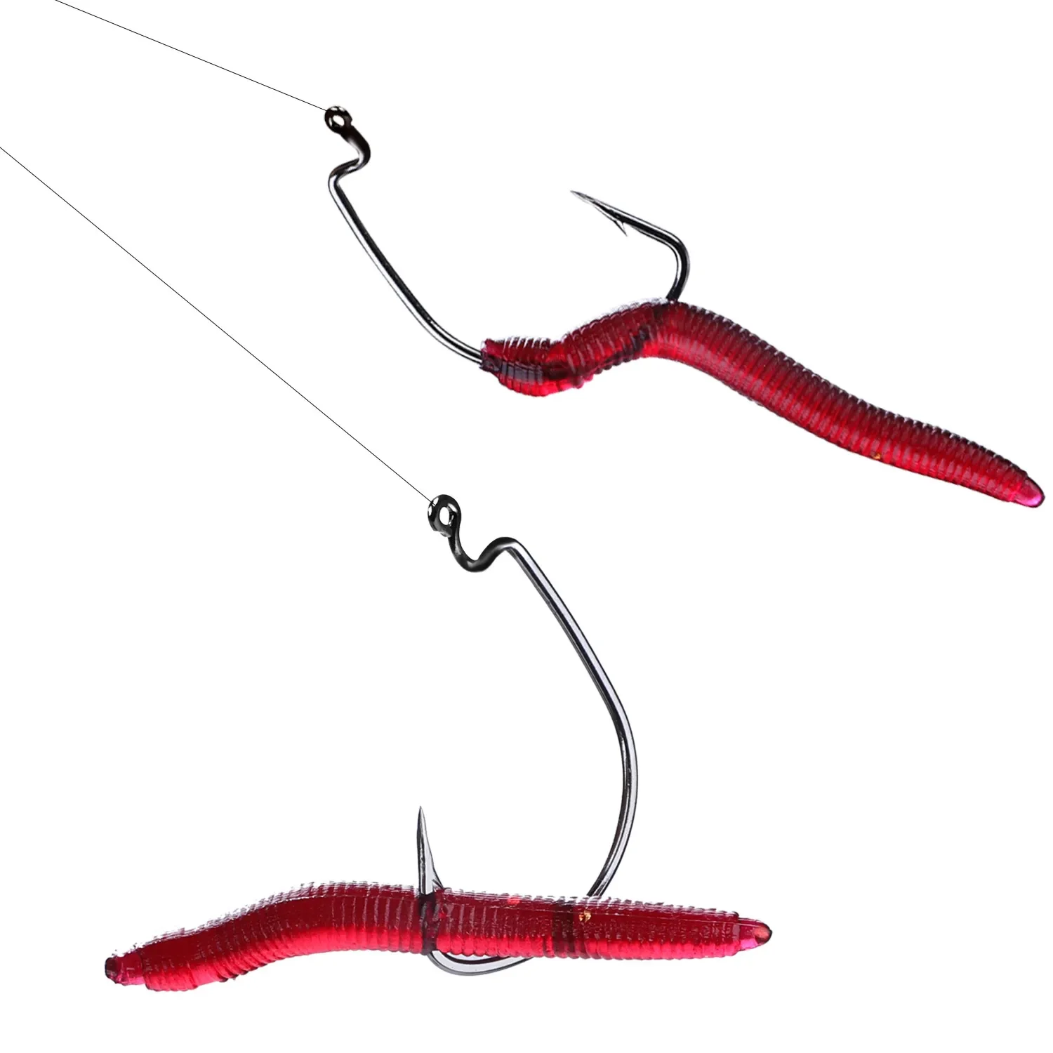 Sougayilang Fishing Lures Lifelike Fishy Smell Red Soft Lures Simulation Luminous Worms Artificial Fishing Lure Fishing Tackle