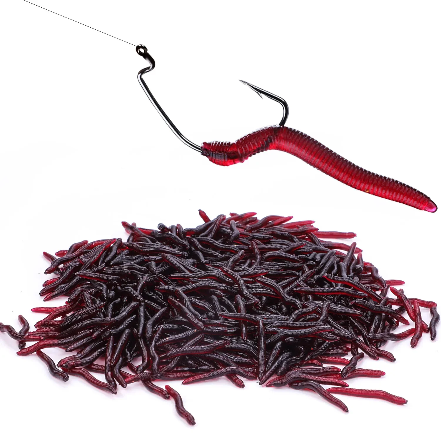 Sougayilang Fishing Lures Lifelike Fishy Smell Red Soft Lures Simulation Luminous Worms Artificial Fishing Lure Fishing Tackle