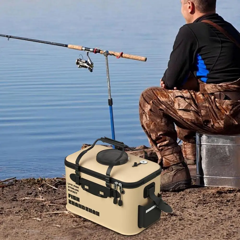 Foldable Live Fish Bucket Fishing Bucket Outdoor Multifunctional EVA Fishing Bag Live Fish Bait Bucket Wild Fishing Bucket