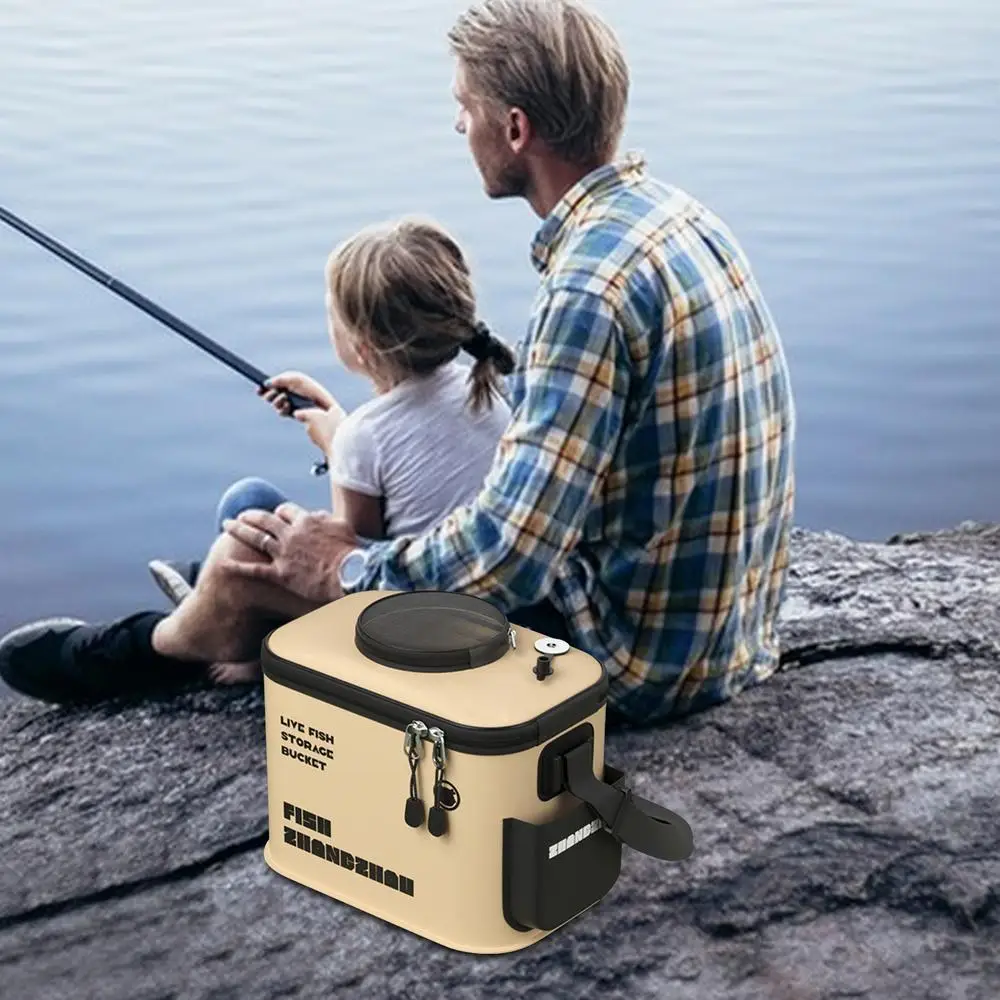 Foldable Live Fish Bucket Fishing Bucket Outdoor Multifunctional EVA Fishing Bag Live Fish Bait Bucket Wild Fishing Bucket