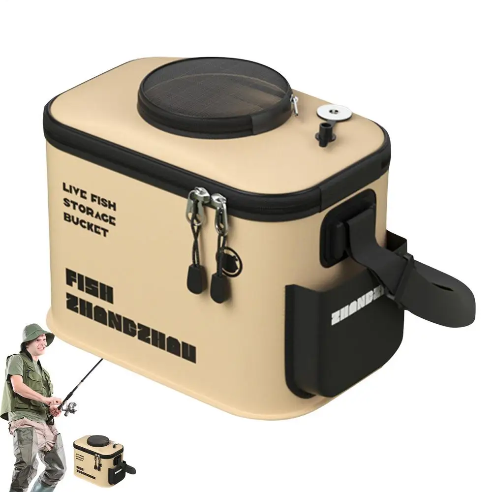 Foldable Live Fish Bucket Fishing Bucket Outdoor Multifunctional EVA Fishing Bag Live Fish Bait Bucket Wild Fishing Bucket