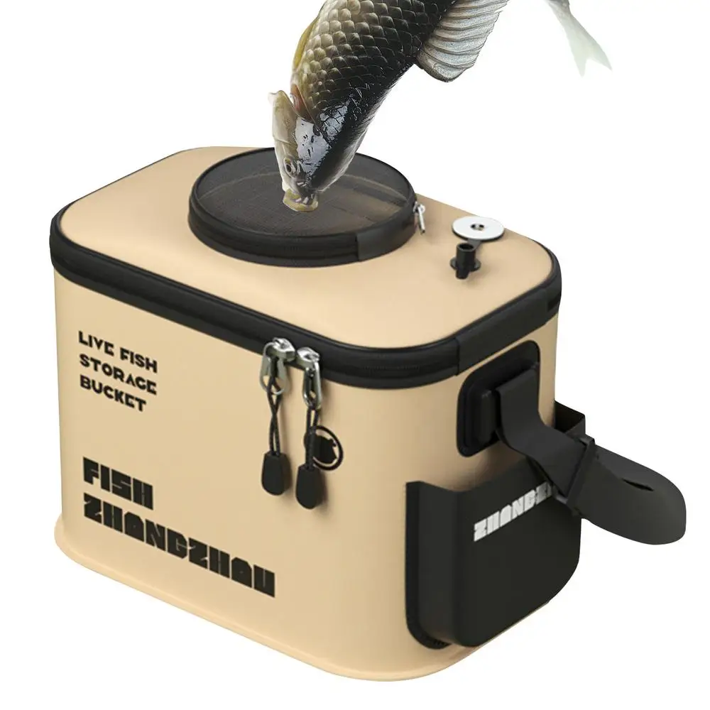 Foldable Live Fish Bucket Fishing Bucket Outdoor Multifunctional EVA Fishing Bag Live Fish Bait Bucket Wild Fishing Bucket