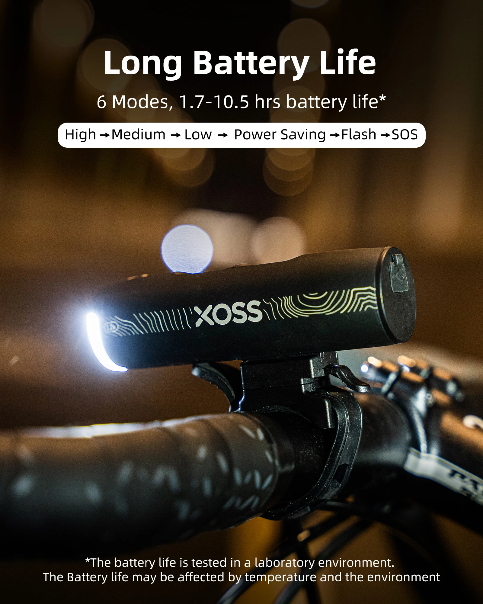 XOSS XL1200 Headlight 200-1200 Lm Bike Light Waterproof Rechargeable Front Lamp Bicycle Light Aluminum Ultralight Flashlight