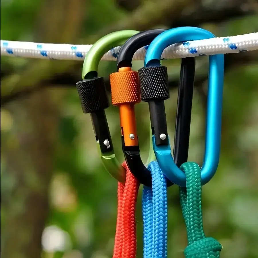 ZHUOHUA Carabiner Clips with Screw Gate,10 Pcs 3" Aluminum Carabiner D Shape Buckle Pack,Keychain Clip,Spring Snap Hook Buckle
