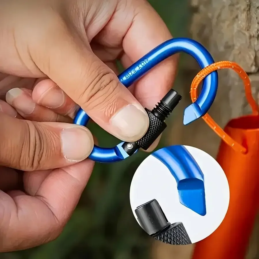 ZHUOHUA Carabiner Clips with Screw Gate,10 Pcs 3" Aluminum Carabiner D Shape Buckle Pack,Keychain Clip,Spring Snap Hook Buckle