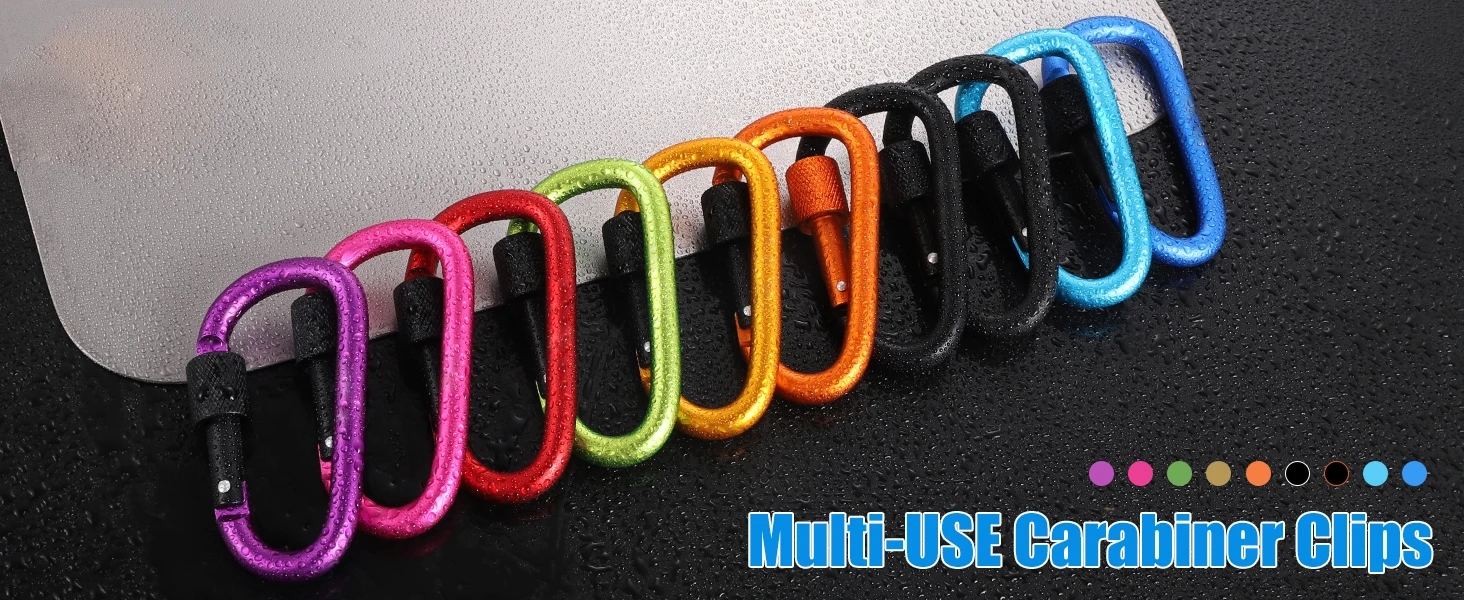 ZHUOHUA Carabiner Clips with Screw Gate,10 Pcs 3" Aluminum Carabiner D Shape Buckle Pack,Keychain Clip,Spring Snap Hook Buckle