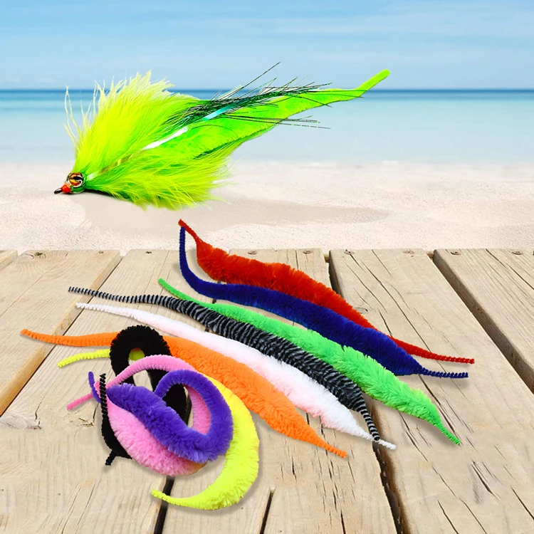 MNFT 12Pcs Mangum Dragon Tails Pike Muskie Steelhead Fly Tying Lure Saltwater Baitfish Fly Snake Wigle Tail Material Soft Worms