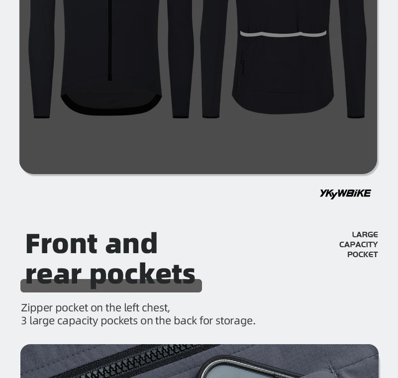 YKYWBIKE Men's Cycling Jacket 10-20°C Waterproof Windproof Bicycle Windbreaker Warmth Fleece Road Bike Jacket Cycling Clothing