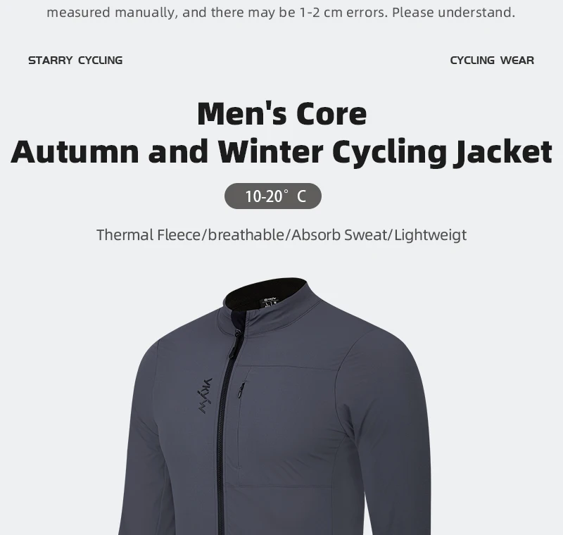YKYWBIKE Men's Cycling Jacket 10-20°C Waterproof Windproof Bicycle Windbreaker Warmth Fleece Road Bike Jacket Cycling Clothing