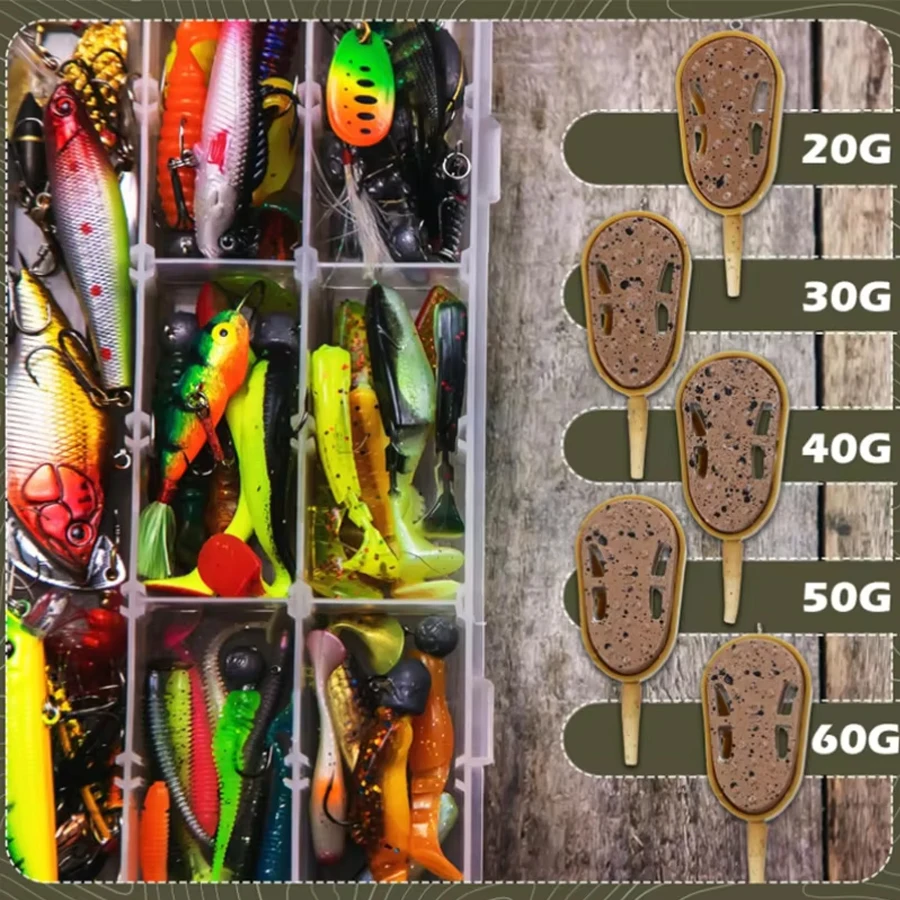 2pcs/3pcs/6pcsCarp Fishing Method Feeders,20g/30g/40g/50g/60g Fishing Feeders with Quick Realease Mould,Carp Fishing Accessories