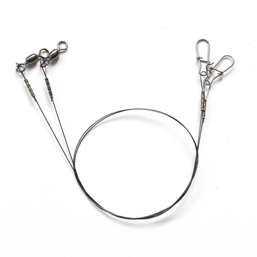 Fishing Line 30cm 35cm 14/18KG Titanium Anti Bite Leader Line With Swivel Duo-Lock Snap For Predatory Fish Lines Parts