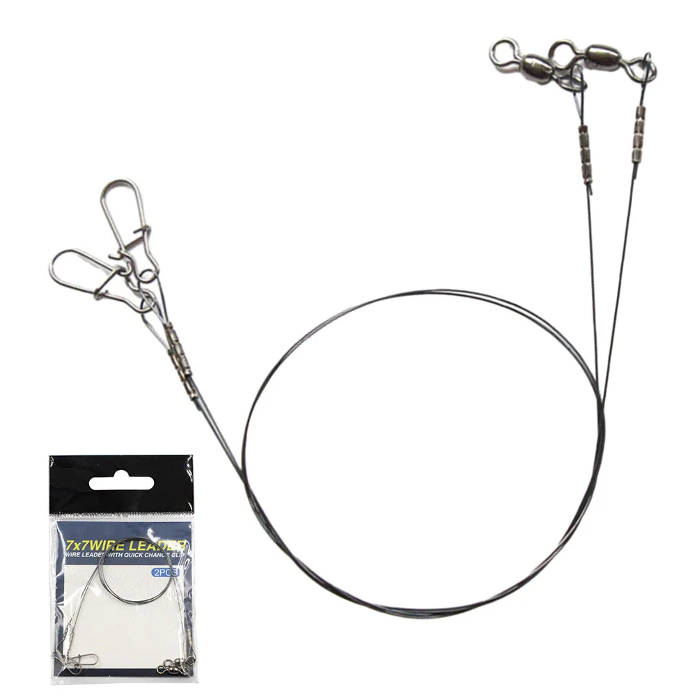 Fishing Line 30cm 35cm 14/18KG Titanium Anti Bite Leader Line With Swivel Duo-Lock Snap For Predatory Fish Lines Parts