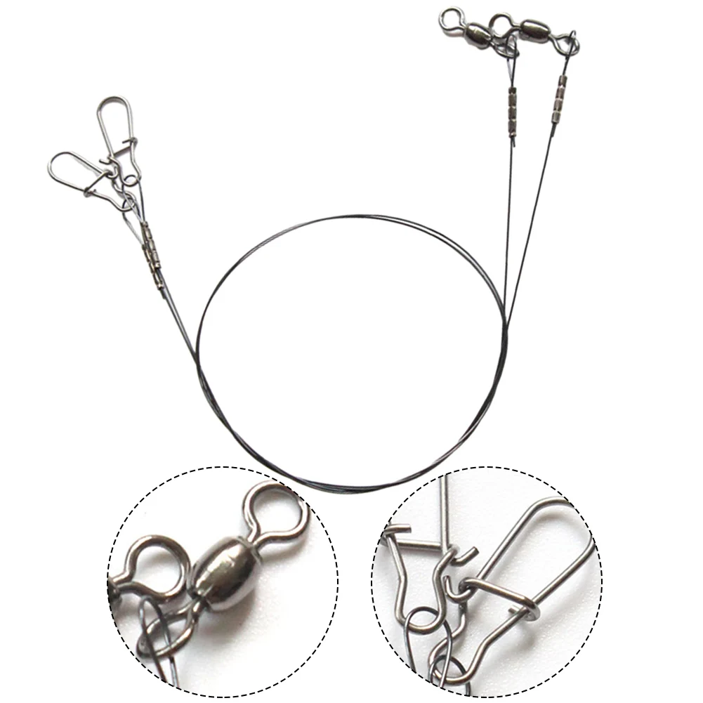 Fishing Line 30cm 35cm 14/18KG Titanium Anti Bite Leader Line With Swivel Duo-Lock Snap For Predatory Fish Lines Parts