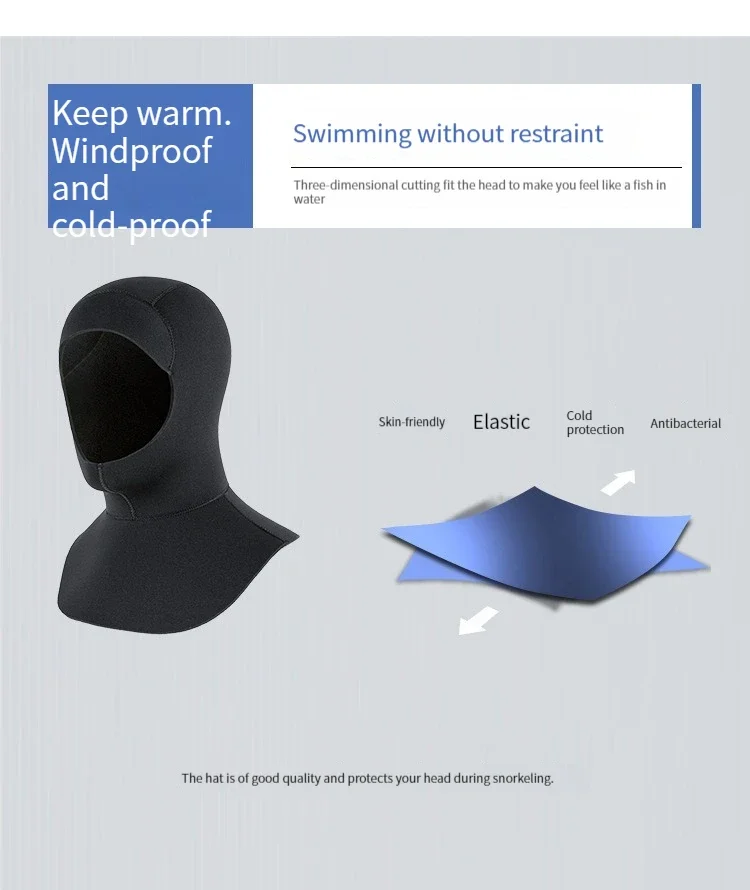 Neoprene Diving Hood Wetsuit Cap 3mm/5mm Stretchy Thermal Scuba Dive Hood for Men Women Cold Water Swimming Snorkeling Surfing