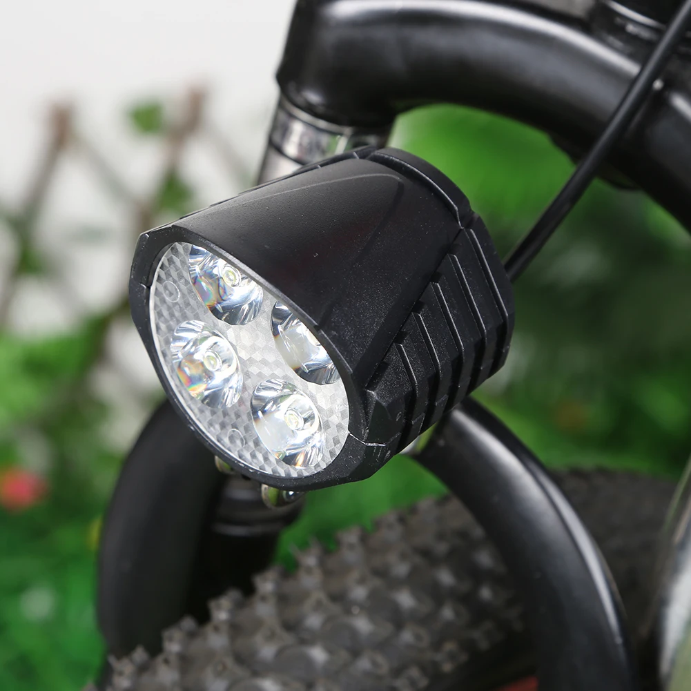 48V E-Bike Horn Light High Power Electric Bicycle Scooter LED Headlight Front Lamp Waterproof Outdoor Cycle Biking Accessories