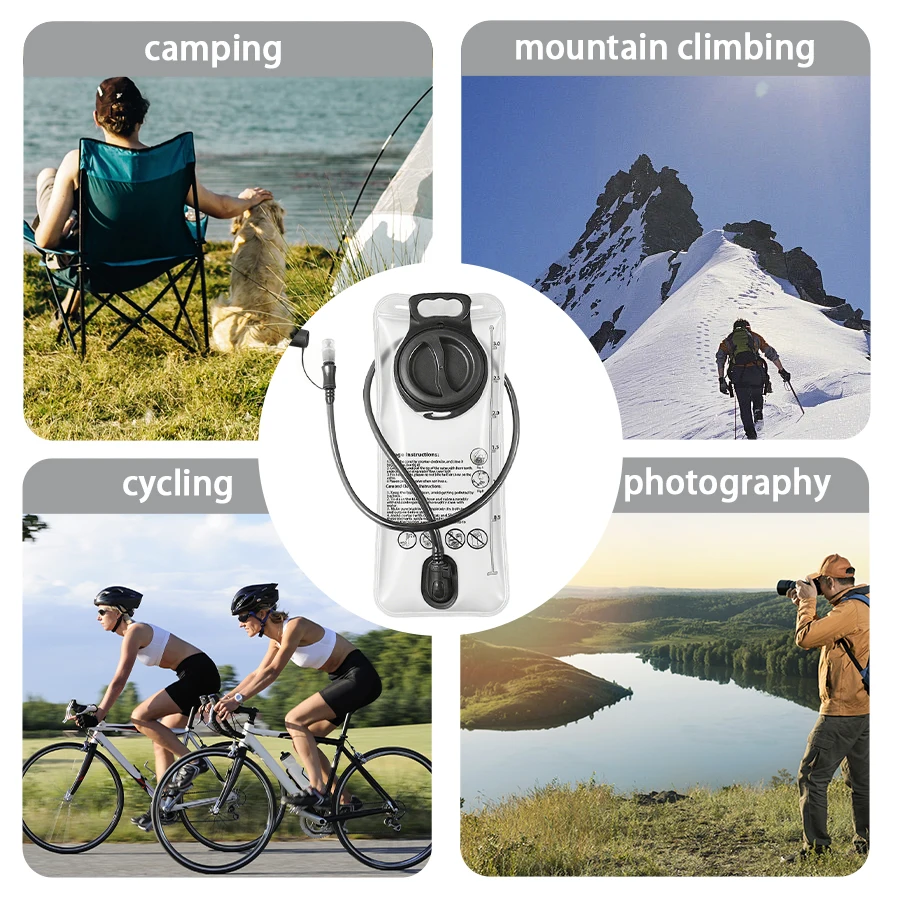 1.5L~3.0L water pipe, one click quick release outdoor water bag, foldable with multiple color options
