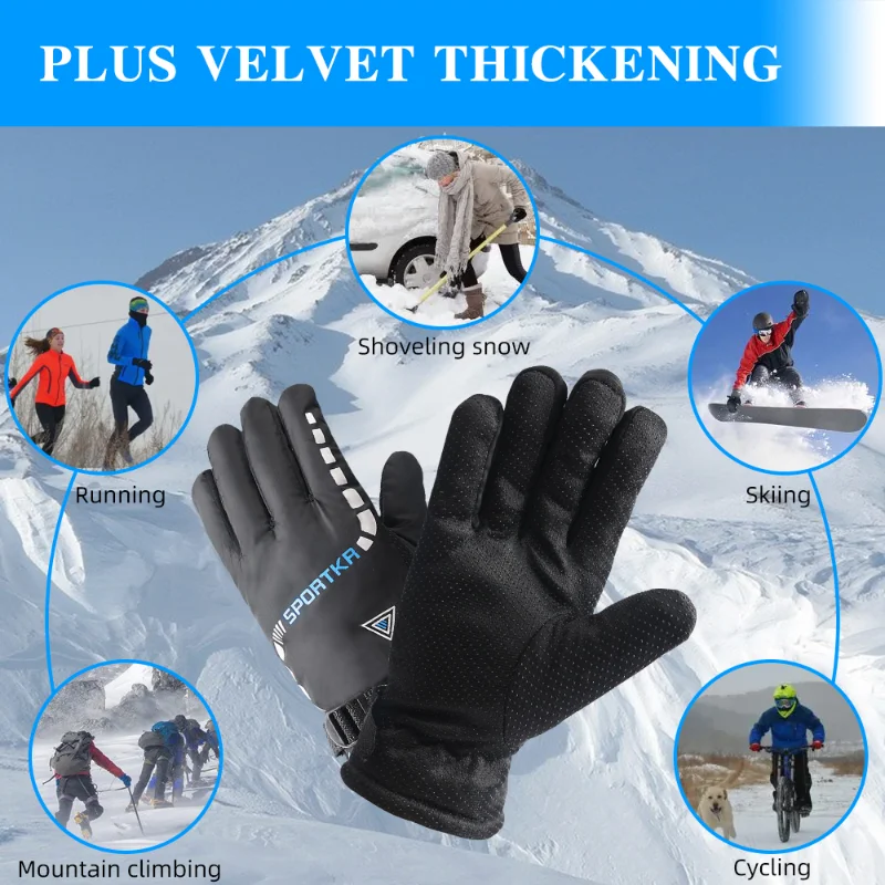 Winter Thermal Waterproof Cycling Gloves Men Women Warm Unisex Skiing Riding Motorcycle Hiking Sport Mittens