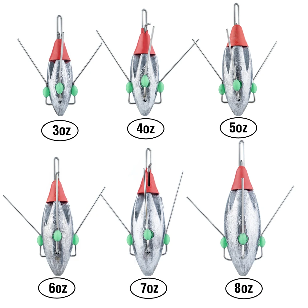 3Pcs Sputnik Fishing Sinker 3oz-8oz Surf Fishing Weight with Glow Bead Fast Sinking Casting Sinkers Catfish Beach Spider Weights