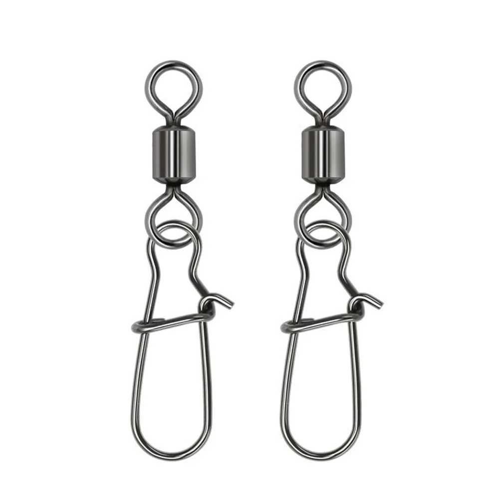 DNDYUJU 50pcs Pike Fishing Accessories Connector Pin Bearing Rolling Swivel Stainless Steel Snap Fishhook Lure Swivels Tackle