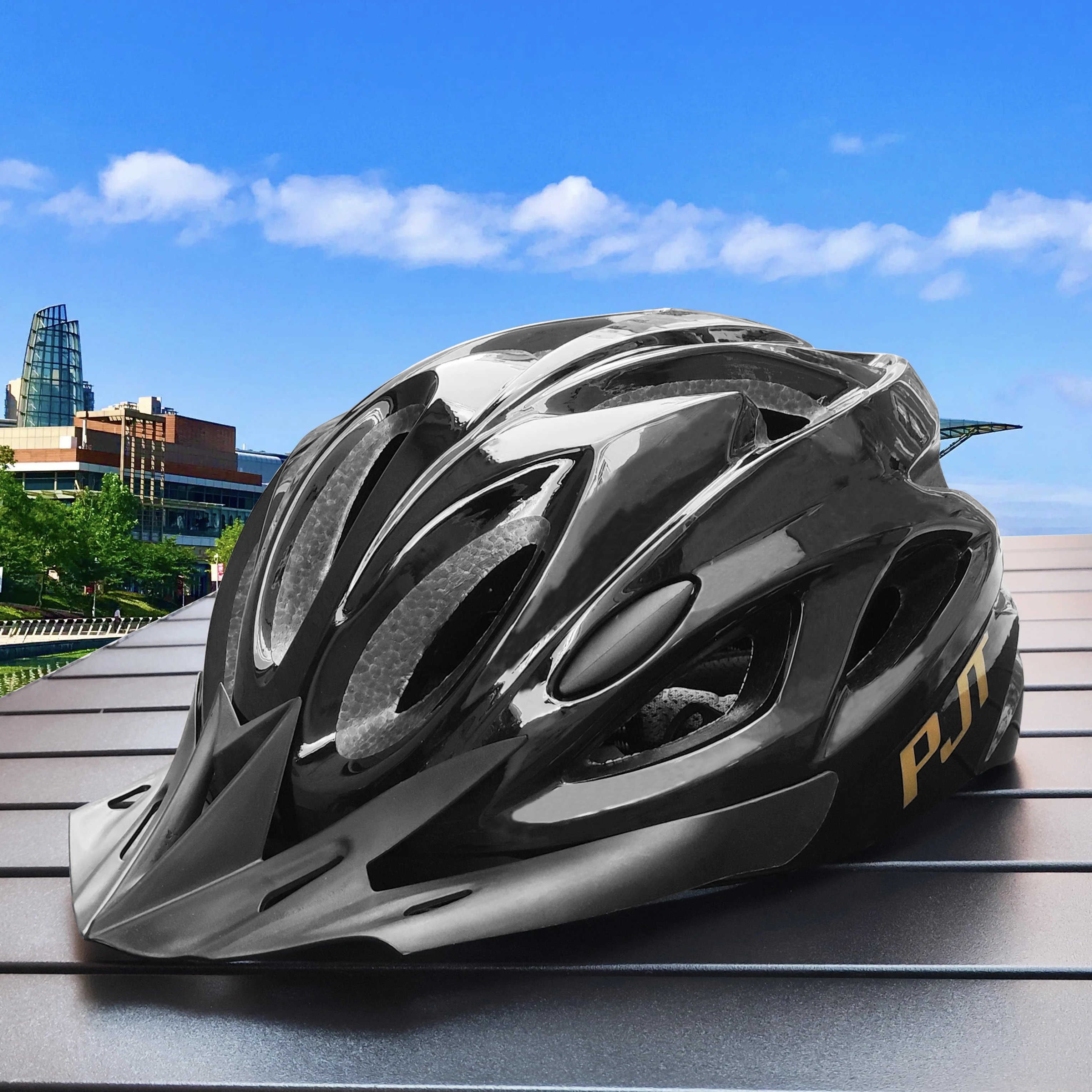 PMT Lightweight Cycling Helmet Comfort Lining Hollow Riding Safety Head Protection Bicycle MTB Helmet Carbon Pattern Bike Helmet