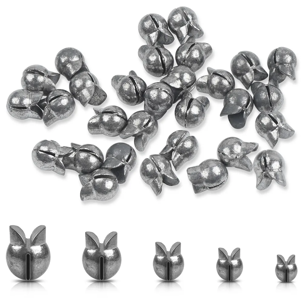 50/100Pcs Removable Split Shot Fishing Weights Sinker Clip On Weights Round Fishing Egg weights Bass lure Fishing Accessories