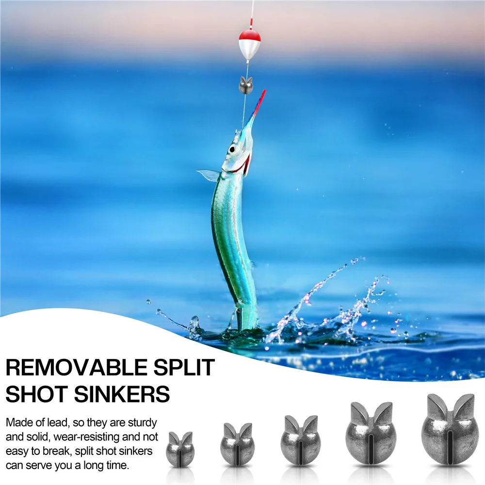 50/100Pcs Removable Split Shot Fishing Weights Sinker Clip On Weights Round Fishing Egg weights Bass lure Fishing Accessories