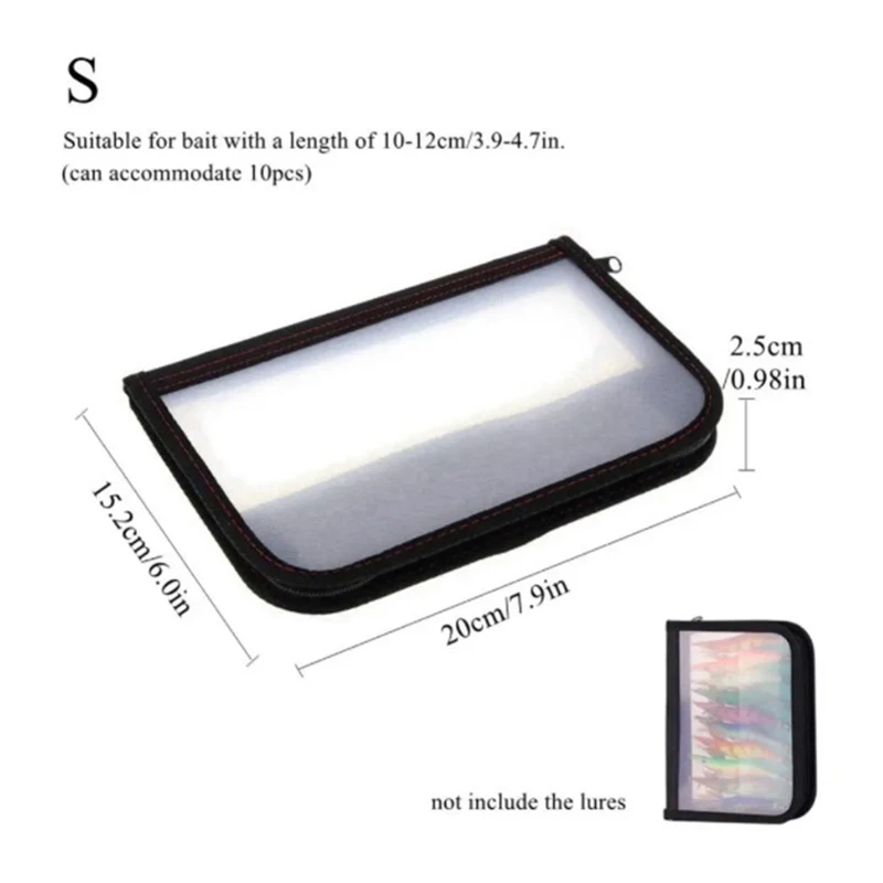 1x Portable Plastic Clear Visual Lure Hooks Storage Bag With Double Zipper Nonslip Fishing Gear Package Pouch Fish Bait Sack