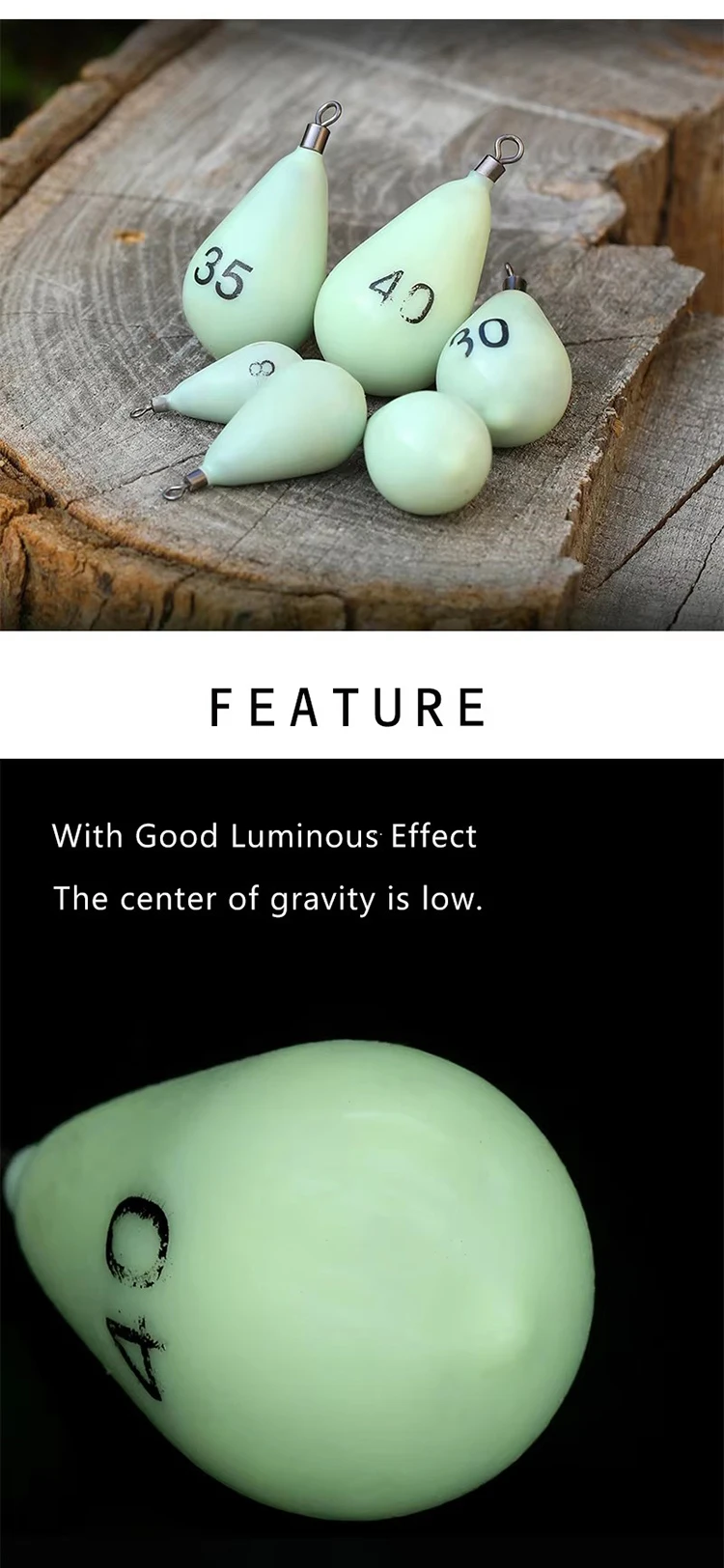 WEIHE  Size8#30g Size16#60g Size20#75g Size30#112g Size35#130g Size40#150g Luminous Lead Sinker With Soft Plastic Shell