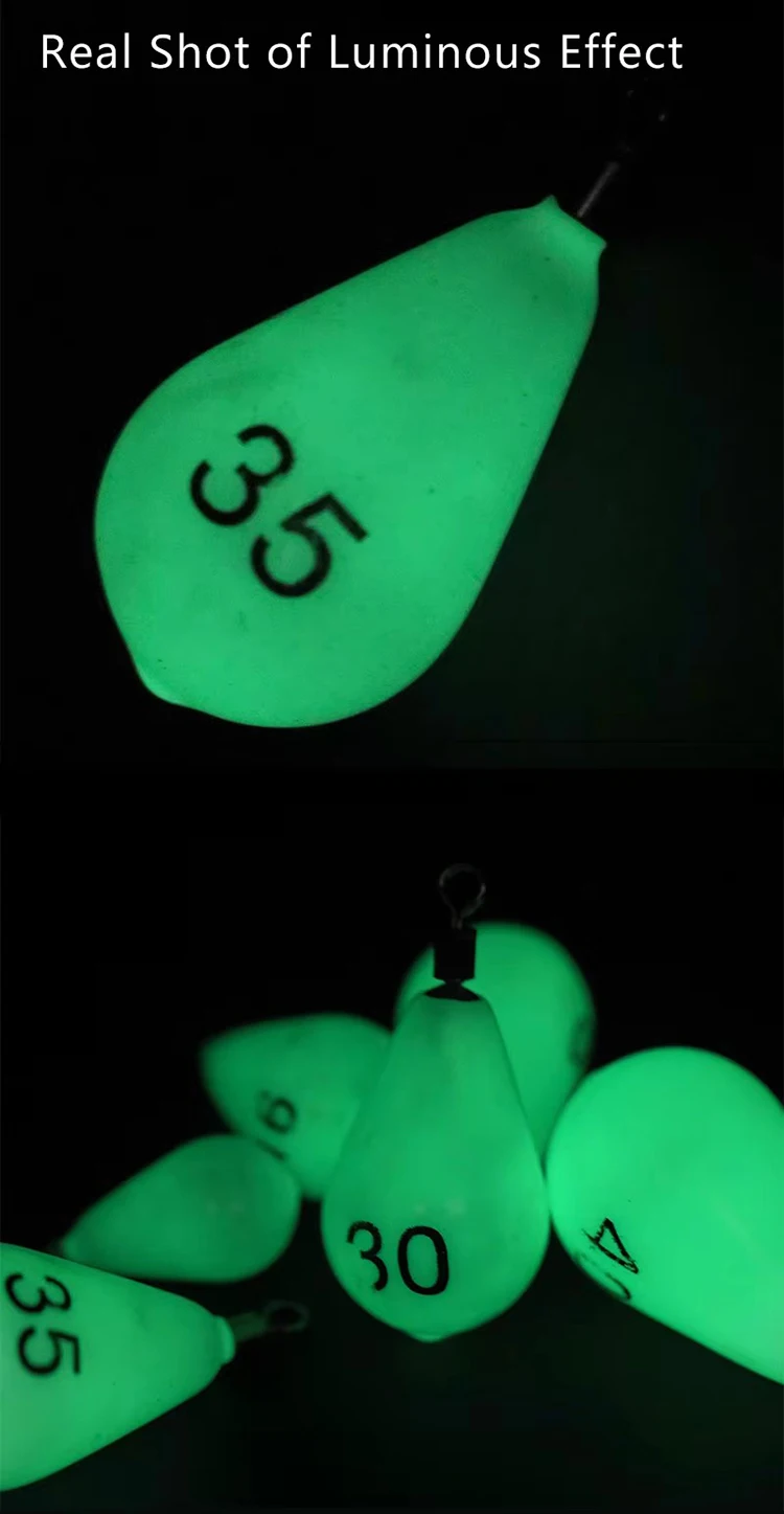 WEIHE  Size8#30g Size16#60g Size20#75g Size30#112g Size35#130g Size40#150g Luminous Lead Sinker With Soft Plastic Shell
