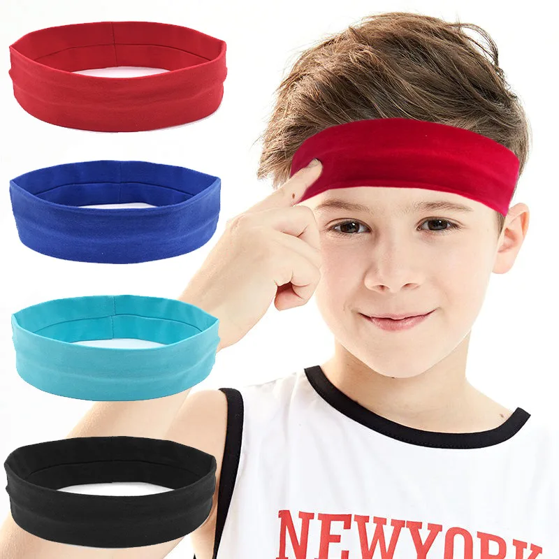 Cotton Elastic Children's Headband Girls and Boys Sweat Absorbing Sports Headband Teens Anti Sweat Hair Bands Athletic Headwear