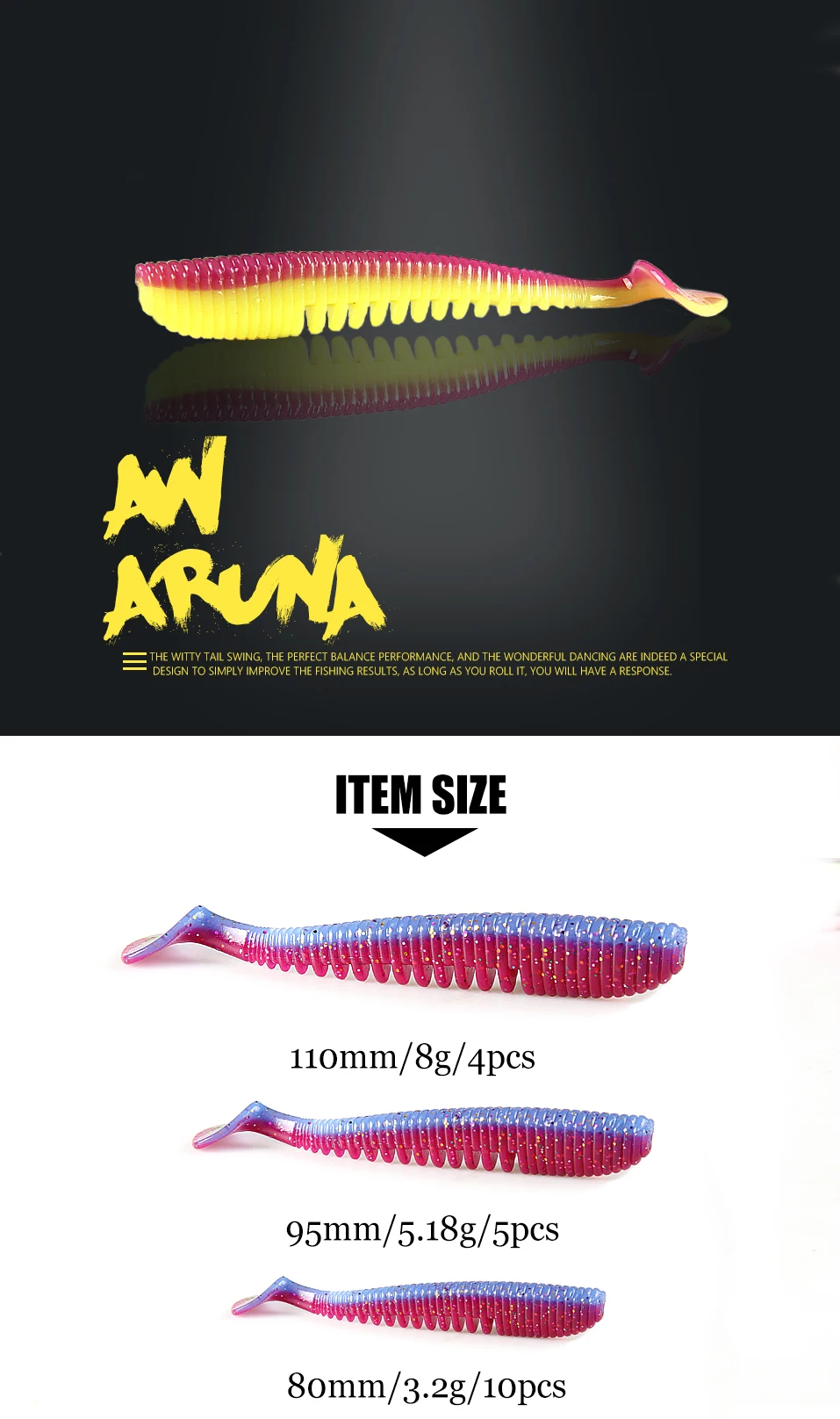 Supercontinent Fishing Lures 5cm 8cm 9.5cm 11cm Artificial Baits Wobblers Soft Lures Shad Carp Silicone Fishing Baits