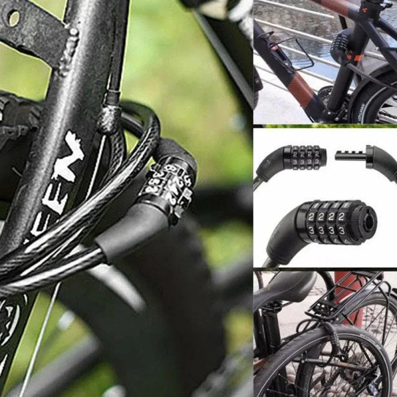 Bicycle Locks Anti-theft Mtb Bike Steel Wire Padlock 4Digit Password Electric Scooter Motorcycle Locks MTB Bicycle Accessories