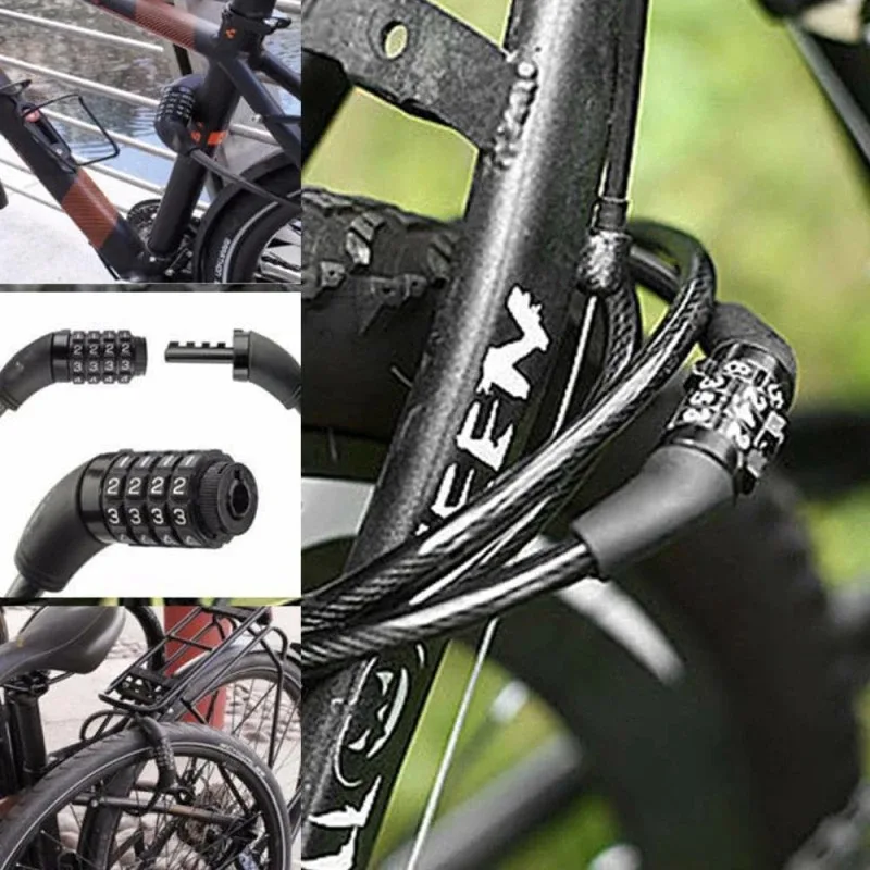 Bicycle Locks Anti-theft Mtb Bike Steel Wire Padlock 4Digit Password Electric Scooter Motorcycle Locks MTB Bicycle Accessories