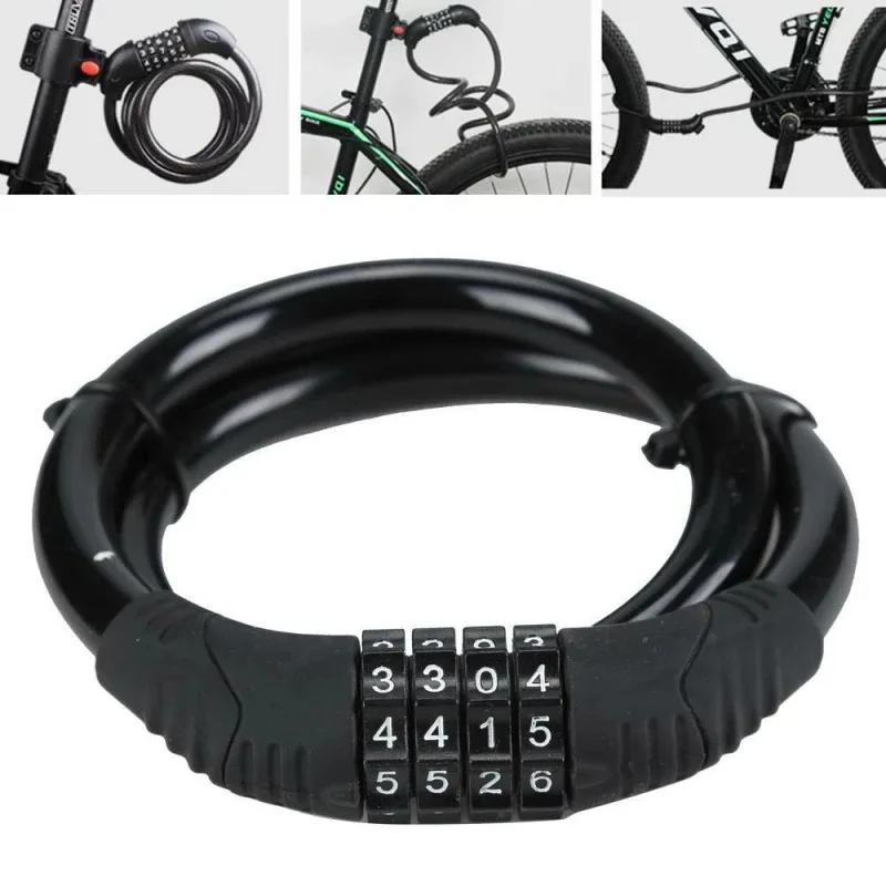 Bicycle Locks Anti-theft Mtb Bike Steel Wire Padlock 4Digit Password Electric Scooter Motorcycle Locks MTB Bicycle Accessories