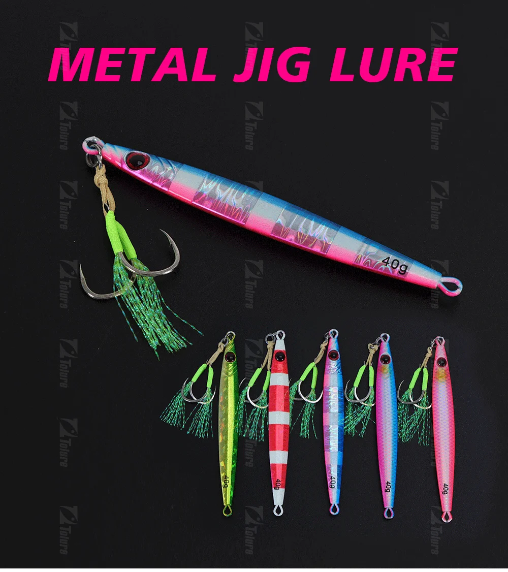 TOLU 2024 New 40g/60g/80g Fast Sinking Jigging Fishing Lure Laser Paper Coating Luminous Jig Lure Sea Fishing Trolling Jigging
