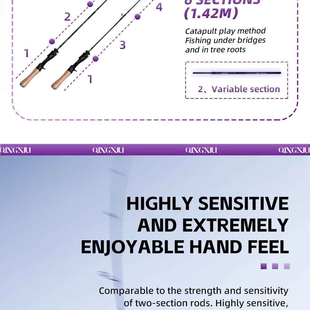 FISHINGFANS QINGXIU FUJI ALCONITE Guide UL ML Travel Portable High Carbon Flexible AA Cork Handle 1-6g 7-14g 6-12lb Fishing Rods