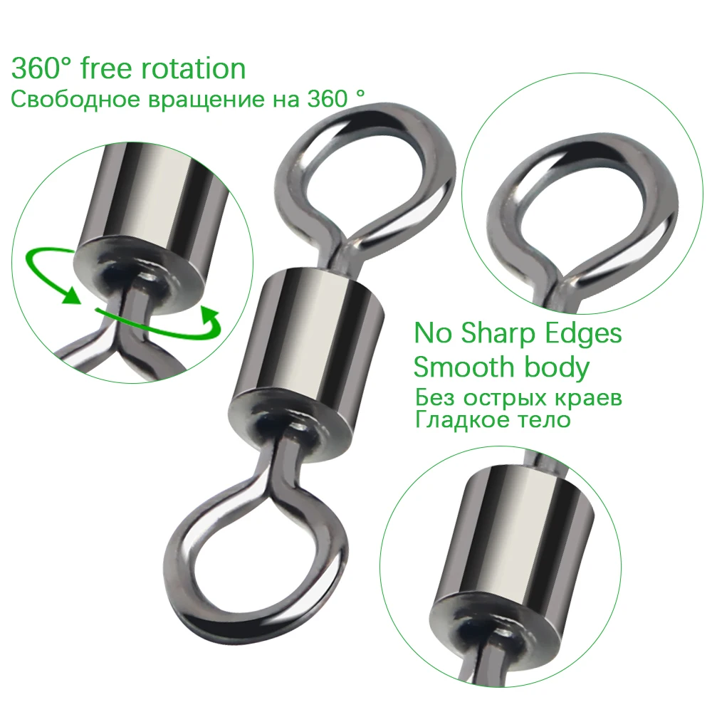 200pcs Fishing Swivels Rolling Swivels Brass alloy Rings Fishhooks Lure Connector For Fishing Accessories