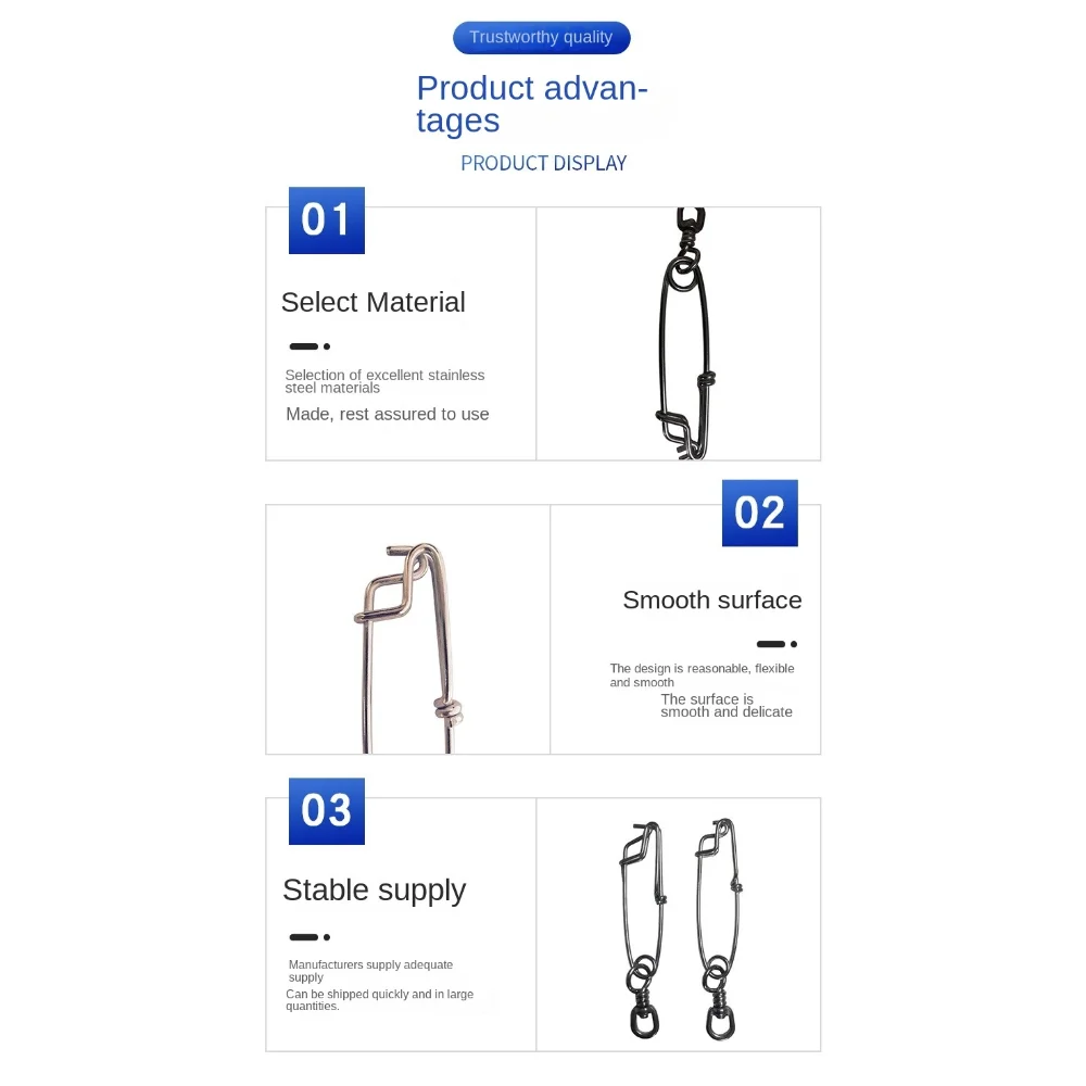 2PCS/Lot Stainless Steel Tuna Fishing Clip Snap with B.L Swivel for Spearfishing Long Line Fishing Accessories Fishing Tools