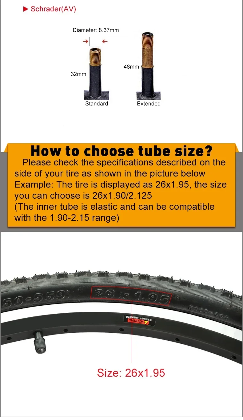 2PCS KENDA Bicycle Inner Tube 20/26/27.5/29/700c/23C Schrader Presta Butyl Rubber MTB Road Bike Tube Inner Tyre Bicycle Parts