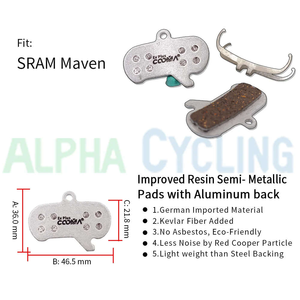 4 Pairs Ex Plus Bicycle Disc Brake Pads For SRAM Maven All series Caliper, Improved Resin