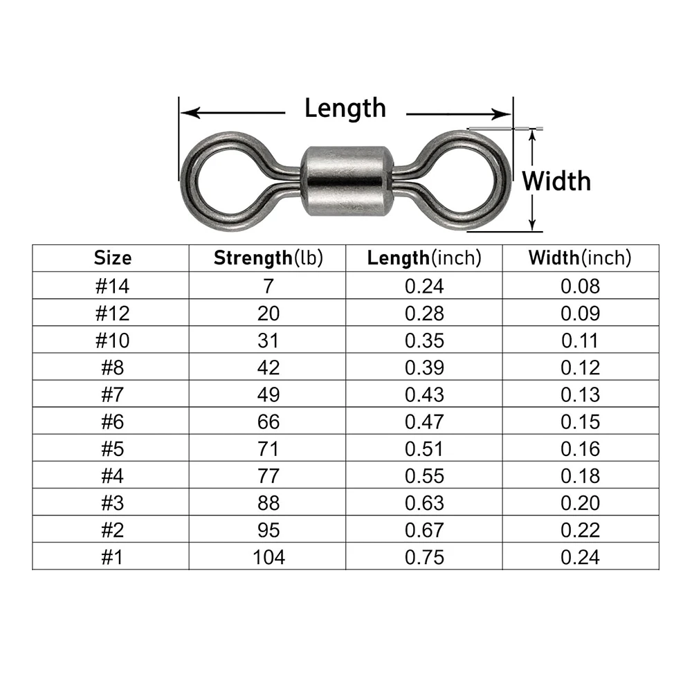 50 pcs Bearing Swivel Fishing Connector Stainless Steel Carp Snap Fishhook Lure Solid Ring Swivel Tackle Equipment Accessories