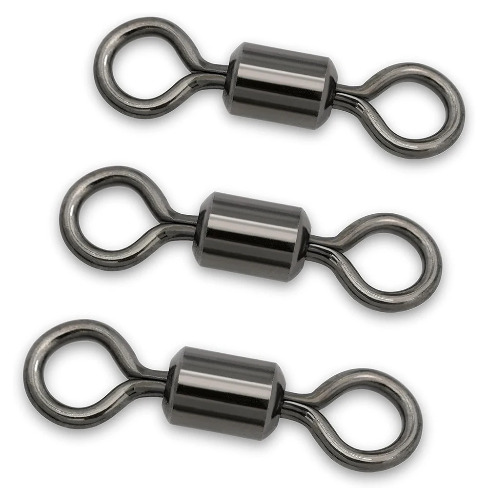 50 pcs Bearing Swivel Fishing Connector Stainless Steel Carp Snap Fishhook Lure Solid Ring Swivel Tackle Equipment Accessories