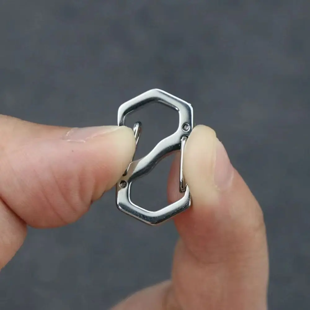 10PCS Backpack Buckle Stainless Steel S Type Carabiner With Lock Mini Outdoor Backpacks Luggage Hook Anti-Theft Key-Lock Tool