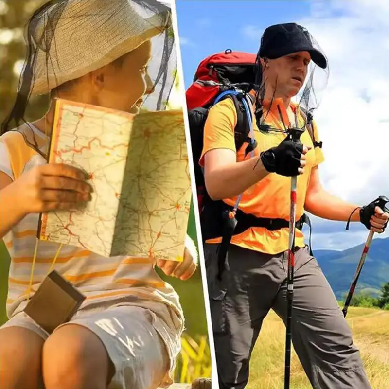 Outdoor Fishing Cap Mosquito Head Cover Mesh Net Face Protector Gardening Hat Bee Insect-proof Hat for Travel Hiking Camping Cap