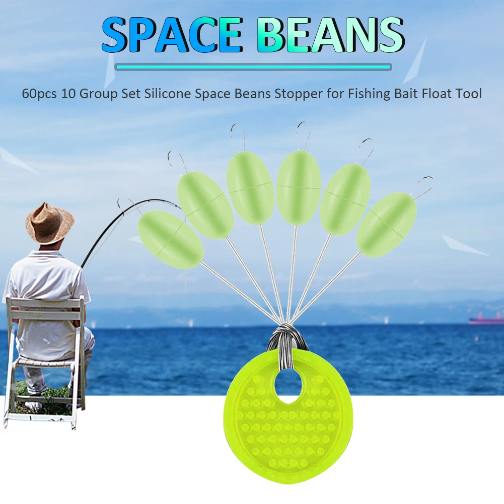60pcs 10 Group Set Big Rubber Space Beans Carp Fly Fish Rubber Oval Stopper Float Fishing Carp Stopper Bobber Olive Tools