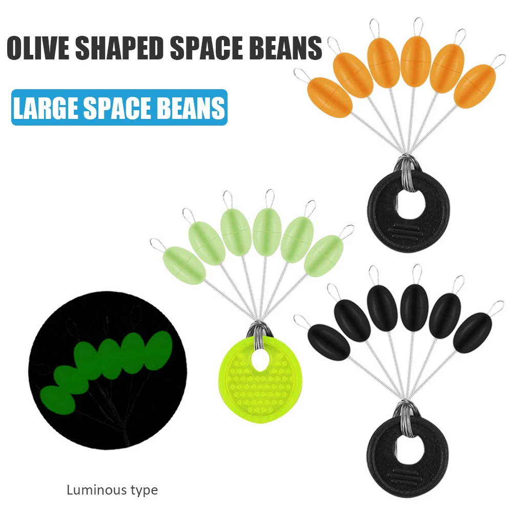 60pcs 10 Group Set Big Rubber Space Beans Carp Fly Fish Rubber Oval Stopper Float Fishing Carp Stopper Bobber Olive Tools